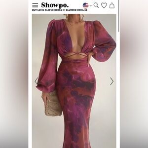 SHOWPO ARTOLA MIDI DRESS - FRONT CUT OUT LONG SLEEVE DRESS